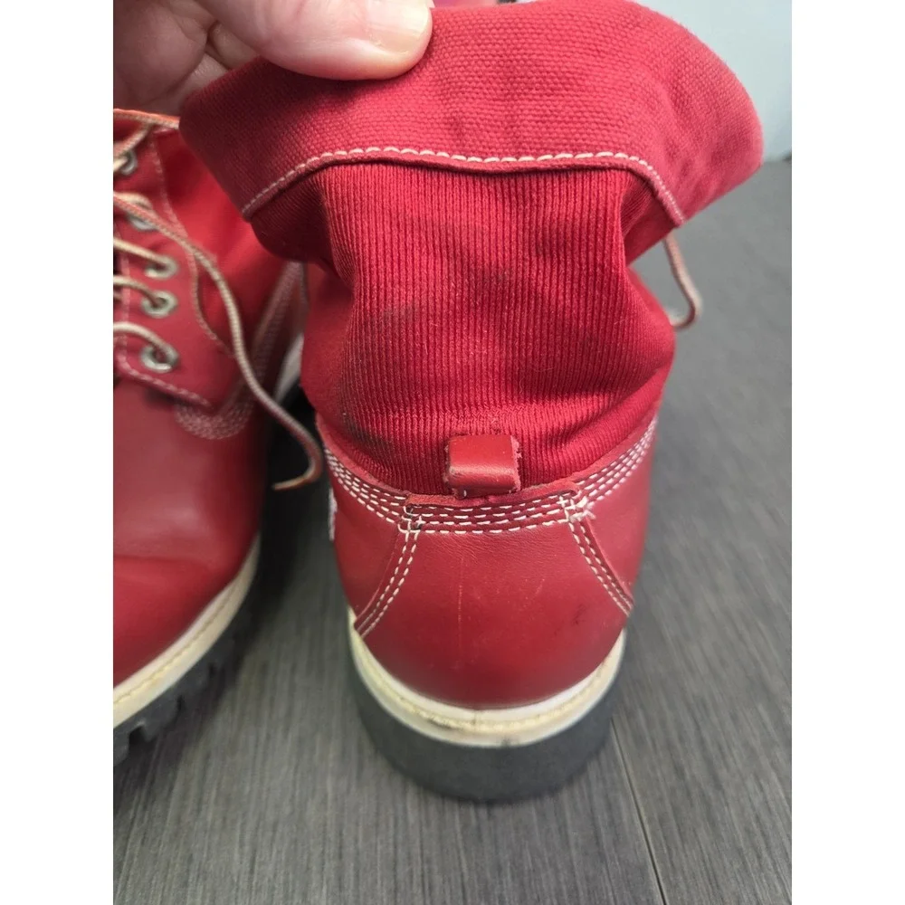 Timberland Mens Vintage Red Leather Convertible Lace Up‎ Combat Boots 90's Rare